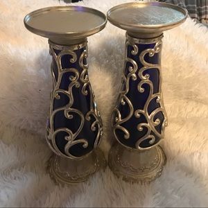 Vintage Cobalt Blue candle holders